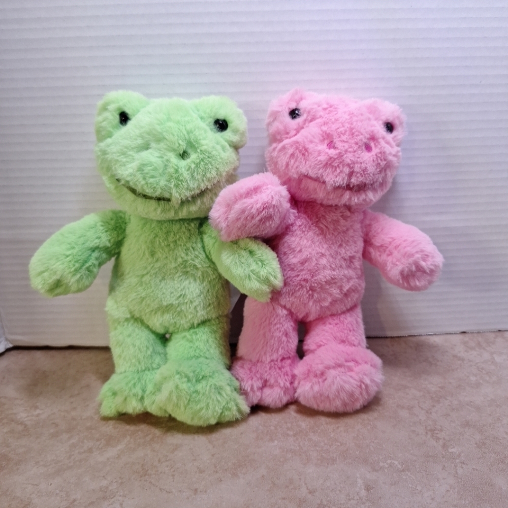 Build A Bear Buddies Spring Green And Pink Plush Frog 8.5" 2022